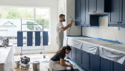 Professional cabinet painting in Brandon, FL kitchen with smooth humidity-resistant white finish