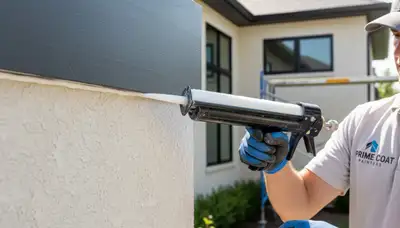 Professional caulking and sealing on home exterior by painters in Brandon, FL for weather protection