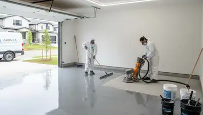 Epoxy floor coating in Brandon FL garage by professional painters for durable, glossy finish
