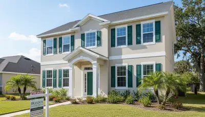 Finished exterior stucco repair with smooth, durable finish on home in Brandon, FL by expert house painters.