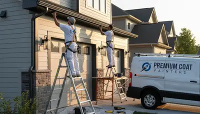 Professional gutter painting on a Florida home in Brandon, FL by expert house painters