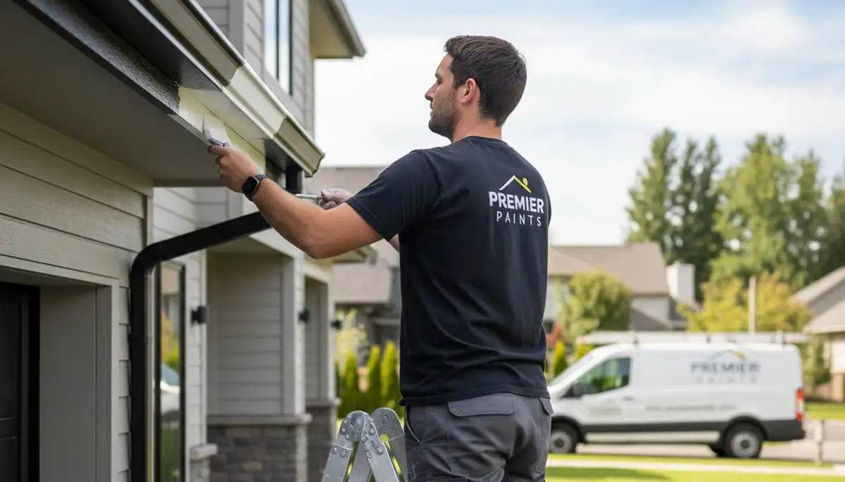 Professional gutter painting on a Florida home by expert house painters in Brandon, FL