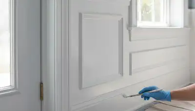 Professional interior trim painting with crisp details in a Brandon, FL home by expert house painters