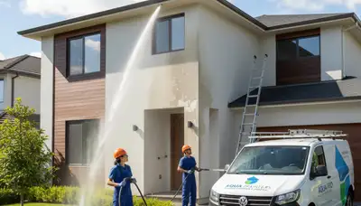 Professional pressure cleaning restoring home exterior in Brandon, FL by expert house painters