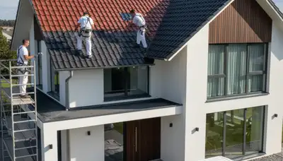 Professional roof painters applying protective coating in Brandon, FL for durable weatherproof finish