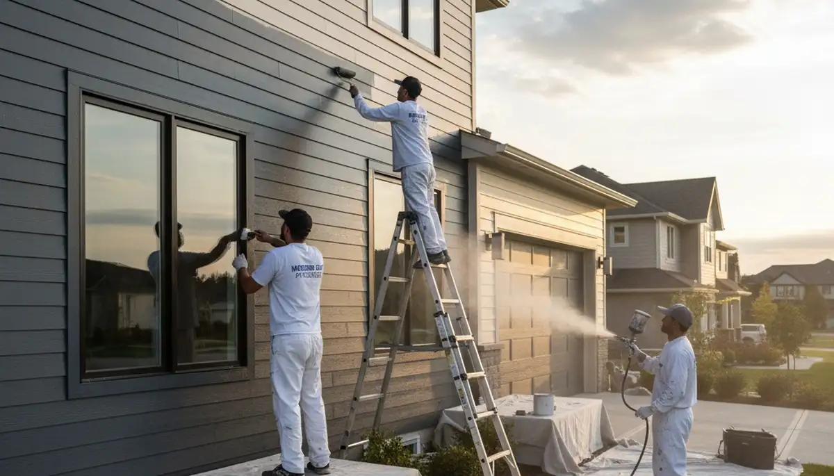 Professional siding painting on a home exterior in Brandon, FL by expert house painters