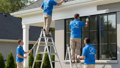Professional trim and fascia painting on a home exterior in Brandon, FL by expert house painters