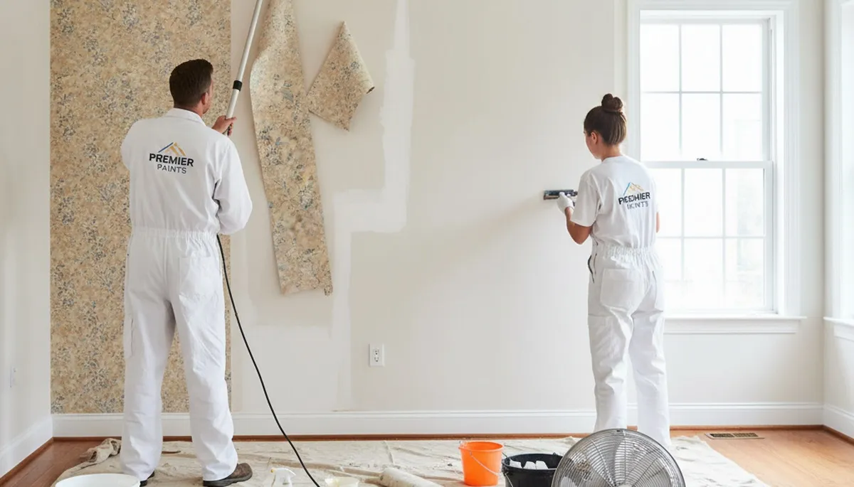 Professional wallpaper removal service in Brandon FL preparing walls for fresh interior painting